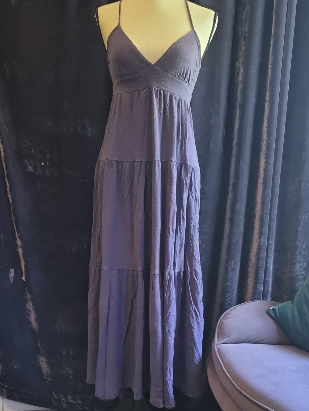 GAP Purple Tiered Maxi Dress with Spaghetti Straps